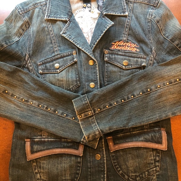 Harley Davidson  Embroidered Denim Jacket - Picture 3 of 3